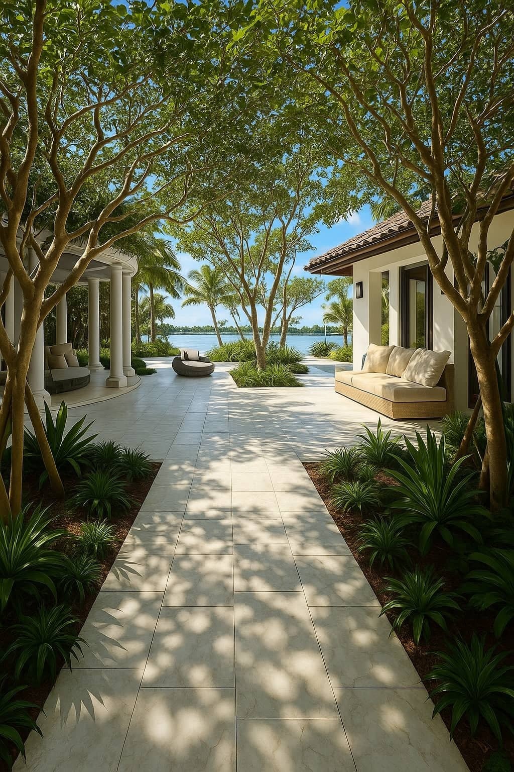 Custom outdoor living space with pavers in South Florida
